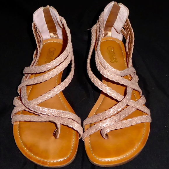 WOMENS ROSE GOLD AMARA 2 GLADIATOR SANDAL CARLOS SANTANA BRAID LEATHER 7.5M 7.5 - Picture 3 of 8